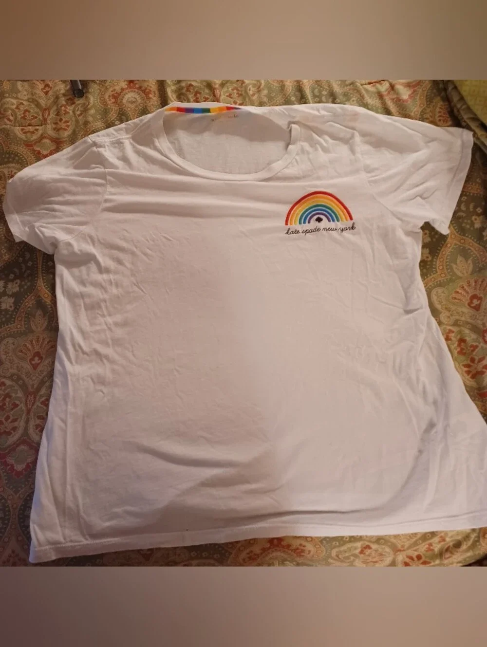 Kate Spade New York women's xxl white cotton Rainbow Pride Tshirt